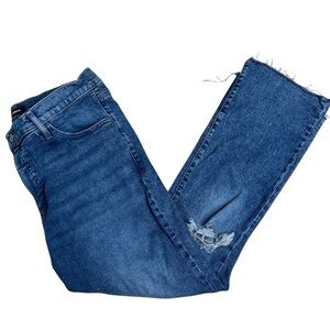 Express cropped flare high rise distressed jeans 12R